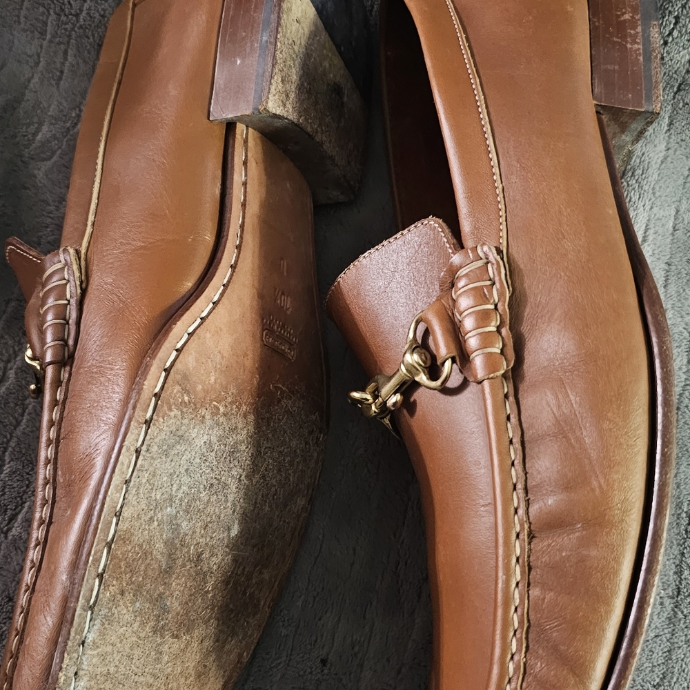 COACH Patterson Men’s Horse but Driving Shoes 10.5 Tan MADE IN ITALY - Picture 5 of 13
